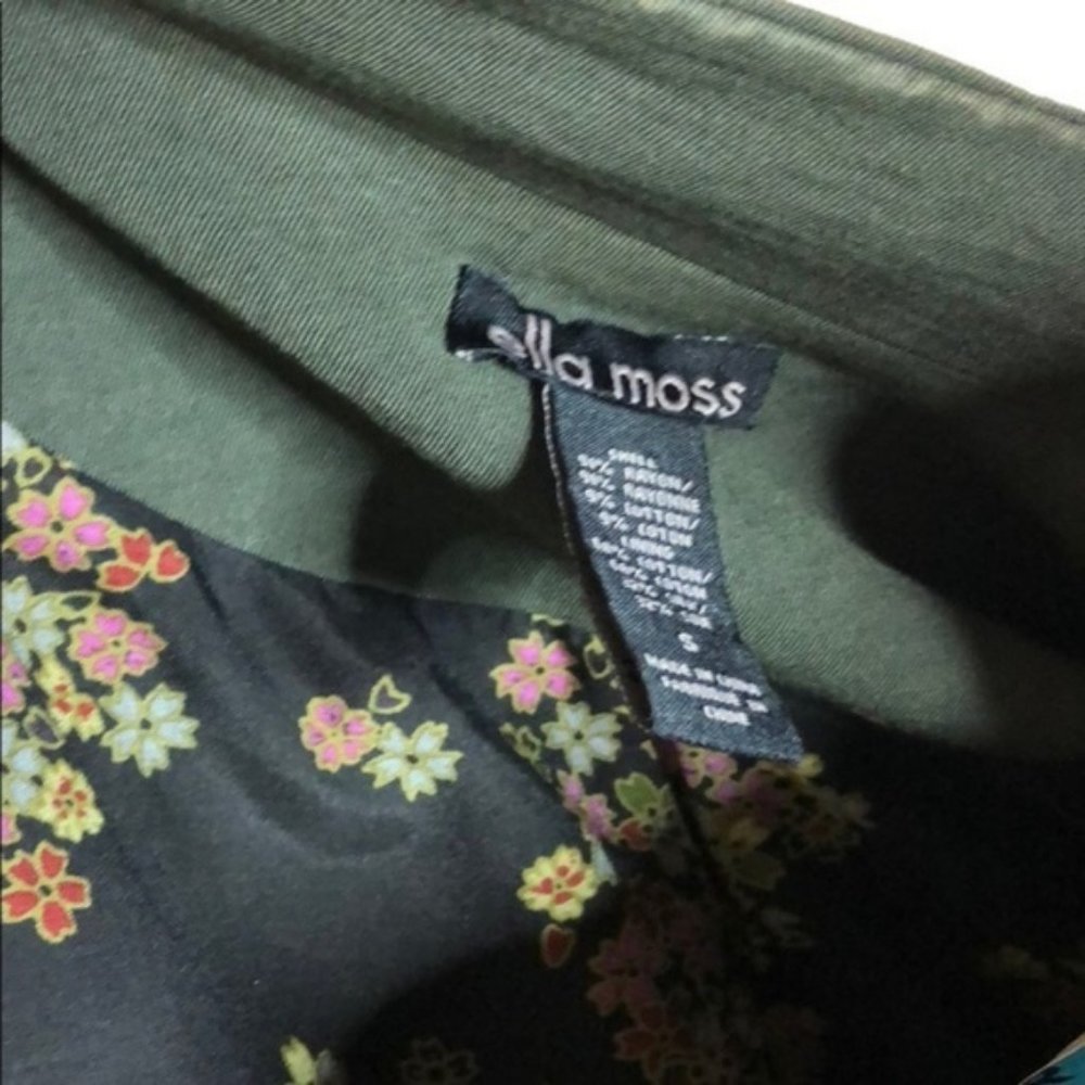 Ella Moss Draped Olive Green Cargo Blazer Floral L - Picture 7 of 7